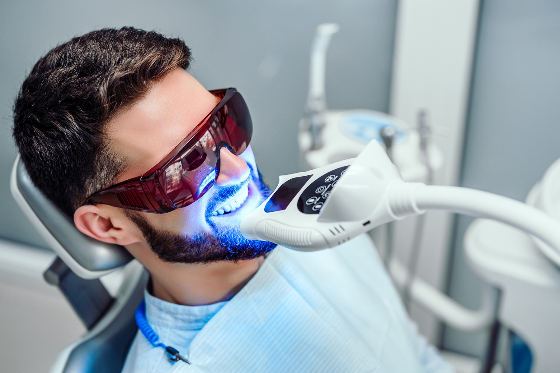 In-office GLO teeth whitening treatment in Mesquite, TX